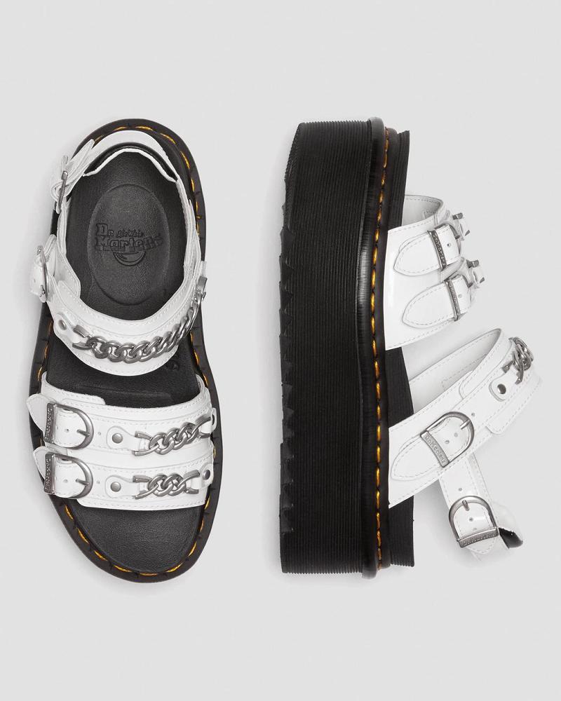 Dr Martens Voss II Chain Lak Leren Gladiator Sandalen Dames Wit | NL 486XYU